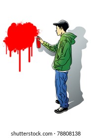 Graffiti boy with spray