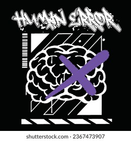 Graffiti - illustration de rue avec slogan d'erreur humaine
