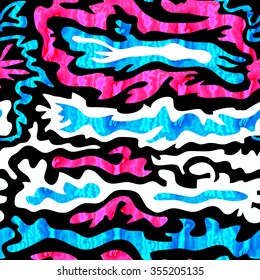 Graffiti bright psychedelic seamless pattern vector illustration