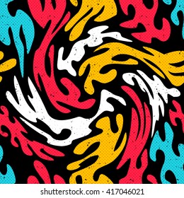 Graffiti bright psychedelic seamless pattern on a black background vector illustration