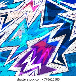 Graffiti bright psychedelic seamless pattern on a black background vector illustration