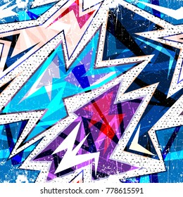 Graffiti bright psychedelic seamless pattern on a black background vector illustration