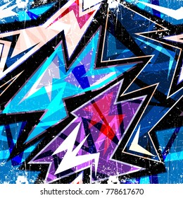 Graffiti bright psychedelic seamless pattern on a black background vector illustration