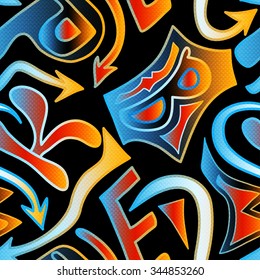 Graffiti bright seamless pattern on a white background vector illustration