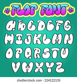 Graffiti bubble flop vector alphabet