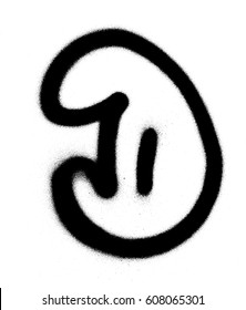 graffiti Bubble Font D in black on white