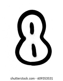 graffiti Bubble Font number 8 in black on white
