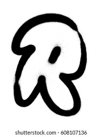 graffiti Bubble Font R in black on white