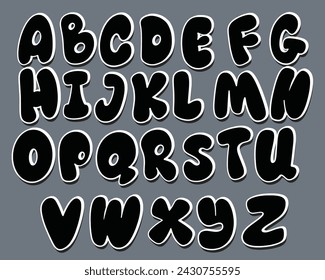 Graffiti bubble font shaped alphabet set
