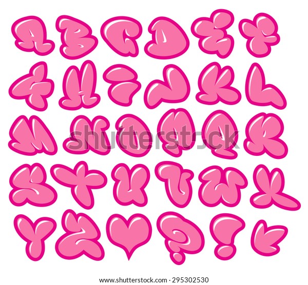 Graffiti Bubble Gum Pink Vector Fonts Stock Vector (Royalty Free) 295302530