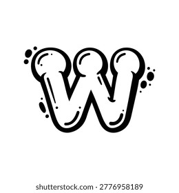Graffiti bubble letter w graffiti art style modern alphabet letter w design vector