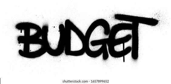 graffiti budget word sprayed in black over white