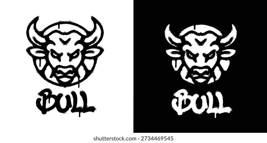 Graffiti bull head logo vector design