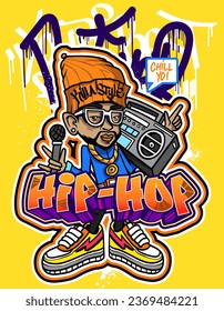 Graffiti cartoon illustrations in vibrant colors. Street art hip-hop graffiti character design in vector illustrations.