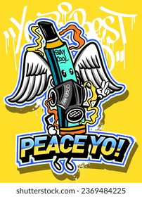 Graffiti cartoon illustrations in vibrant colors. Street art hip-hop graffiti character design in vector illustrations.