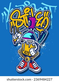 Graffiti cartoon illustrations in vibrant colors. Street art hip-hop graffiti character design in vector illustrations.