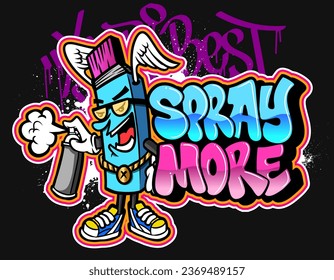 Graffiti cartoon illustrations in vibrant colors. Street art hip-hop graffiti character design in vector illustrations.
