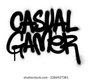 graffiti casual gamer text sprayed in black over white