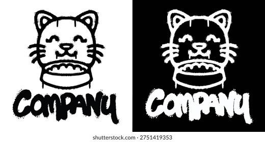 Graffiti cat food logo vector design