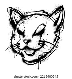 graffiti cat illustration in street art style