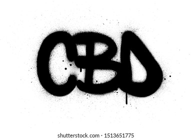 graffiti CBD abbreviation sprayed in black over white