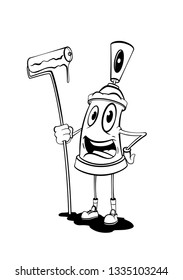 Graffiti character. Spray can. Graffiti street art. Vector illustration of spray on white background
