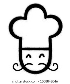 graffiti chef cook icon sprayed in black over white