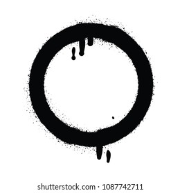Graffiti Circle Spray Design Element in Black isolated on White Background. Vector Illustration. 
