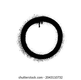 Graffiti Circle Spray Design Element in Black isolated on White Background. Vector Illustration. 