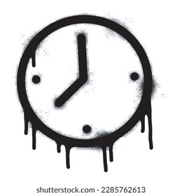 Graffiti clock sign spray painted black on white. Time symbol. isolated on white background. vector illustration