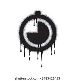 Graffiti clock sign spray painted black on white. Time symbol. isolated on white background. vector illustration