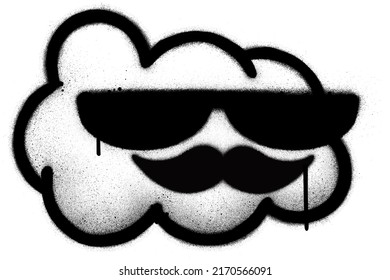 Graffiti Cloud Moustache Sprayed Over White Stock Vector (Royalty Free ...