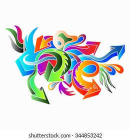 graffiti colored arrows on a white background vector illustration