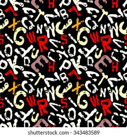 graffiti colored letters on a black background grunge texture seamless background
