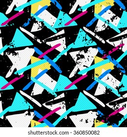 graffiti colored polygons on a black background grunge texture
