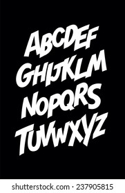 Graffiti comics style font. Vector alphabet 