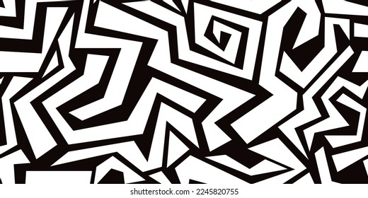 Graffiti corner labyrinths, white graffiti abstract pattern. Seamless vector pattern for surface prints, packaging, notebooks, wallpapers, textiles, pillows, cups, and other interiors.