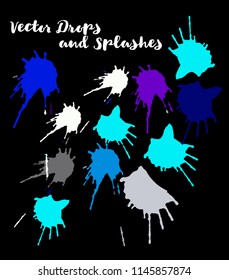 Graffiti Crafts Vector Watercolor Brushstrokes. Stains, Splashes, Doodles, Buttons, Scribble Hand Painted Vector Set. Bright Drawn Uneven Funky Paintbrush Logo Elements. Rough Painted Dabs Swatches
