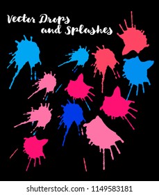 Graffiti Crafts Vector Watercolor Brushstrokes. Doodles, Buttons, Stains, Splashes, Scribble Hand Painted Vector Set. Bright Shapes Uneven Funky Paintbrush Logo Elements. Rough Painted Dabs Swatches