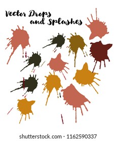 Graffiti Crafts Vector Watercolor Brushstrokes. Splashes, Doodles, Stains, Buttons, Scribble Hand Painted Vector Set. Water Color Uneven Funky Paintbrush Logo Elements. Rough Highlight Swatches
