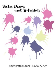 Graffiti Crafts Vector Watercolor Brushstrokes. Splashes, Doodles, Stains, Buttons, Scribble Hand Painted Vector Set. Vintage Uneven Ink Paintbrush Logo Elements. Rough Painted Dabs Swatches