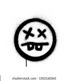 ícono de graffiti loco enfermo rociado en blanco y negro
