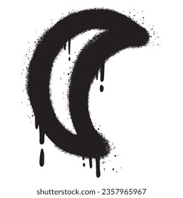 Graffiti crescent moon Sprayed isolated with a white background. Vector illustration.
