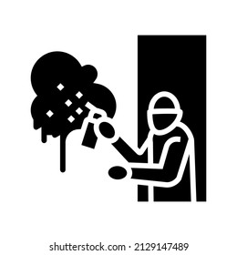 vector de icono del glifo de crimen de graffiti. signo de delito de graffiti. símbolo de contorno aislado ilustración negra