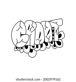 Graffiti croot word latterin with white background. Print for tee shirt, Wall painting, etc. Modern Calligraphy Croot.