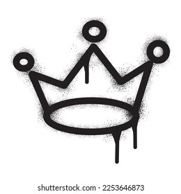 Graffiti crown icon and black spray paint  Vector illustration
