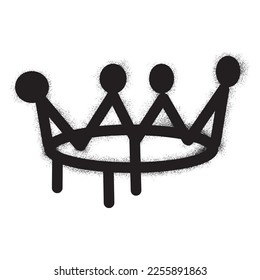 Graffiti crown icon with black spray paint. Vector illustration