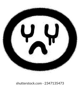 graffiti crying emoji in black over white