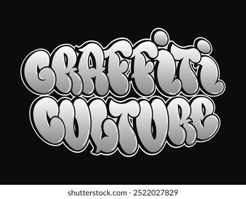 Graffiti Cultura - letras de una sola palabra, estilo de graffiti. Logotipo dibujado a mano de Vector. Camiseta divertida de la impresión del estilo del graffiti, moda, cultura del graffiti, concepto del cartel