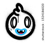graffiti cute monster icon sprayed over white